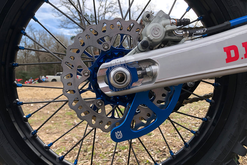 MEUIXT Tendeur Chaîne Essieu Arrière CNC Bleu – Compatible KTM TC85 TC125 TC250 TE TX FC FE Dirt Bike