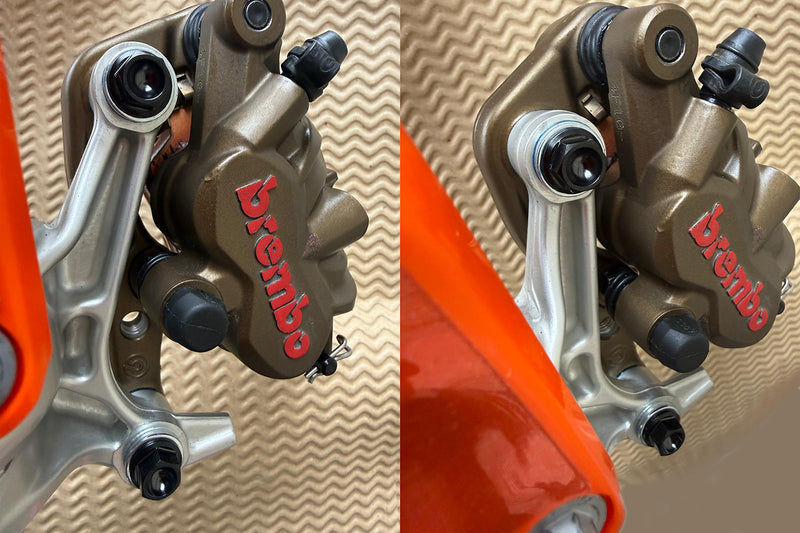 Front Brake Caliper With Pads & Bracket For KTM 250 SX, XC, EXC-F (2009-2022) - 2-Piston, Powder Coated