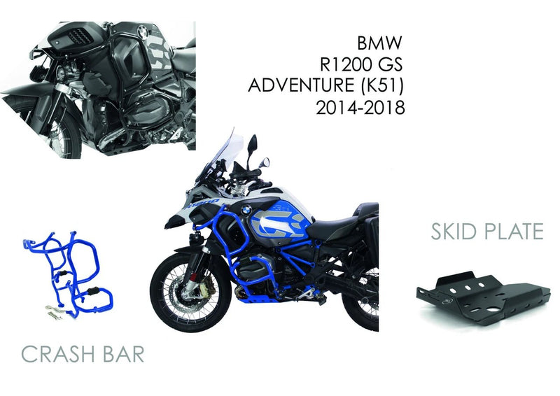 BMW R 1200 GS Adventure 2014 2018 AS3 Performance Crash Bars Guards Black AS3